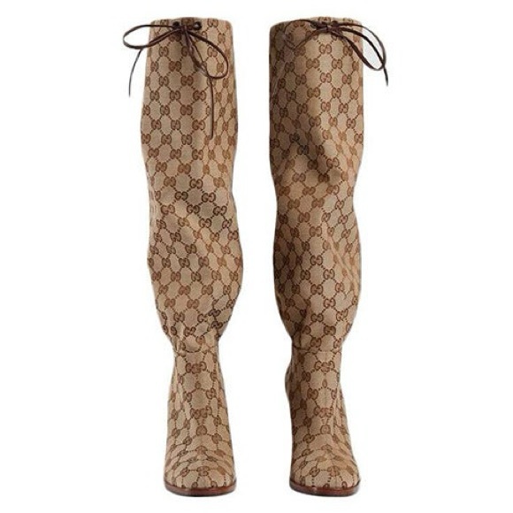 Gucci Lisa GG Supreme Canvas Mid-Heel Boots - Picture 8 of 15